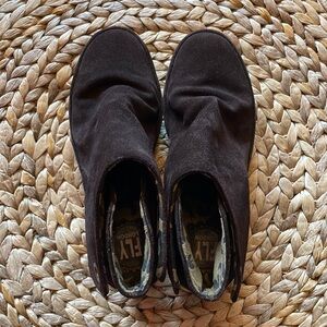 FLY London brown suede Yebi wedge boots